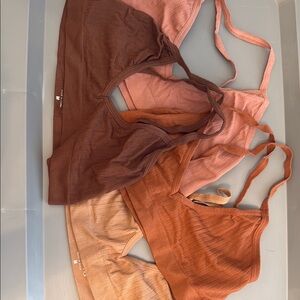 Women's Seamless Ribbed Bralette Set - Earth shades.